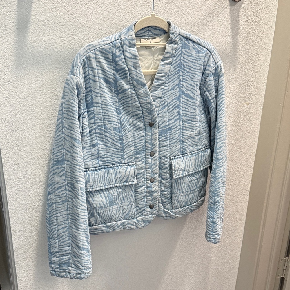 Rachel Comey Light Blue and White Patterned Puffer Jacket
